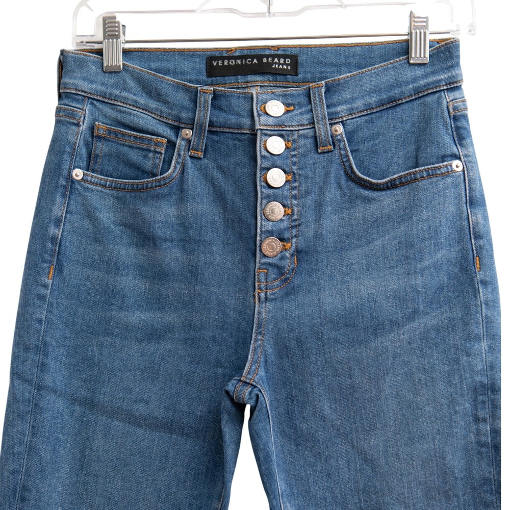 Veronica Beard Sz 2 Jeans High Rise Skinny Button Fly Designer Minimalist Chic